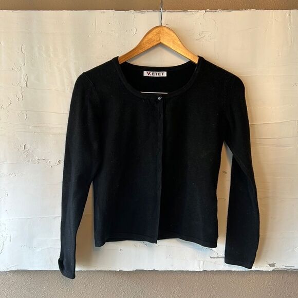 Soft Black Button Up Cardigan, 90% Cotton Women's Size Small sweater - Picture 1 of 3